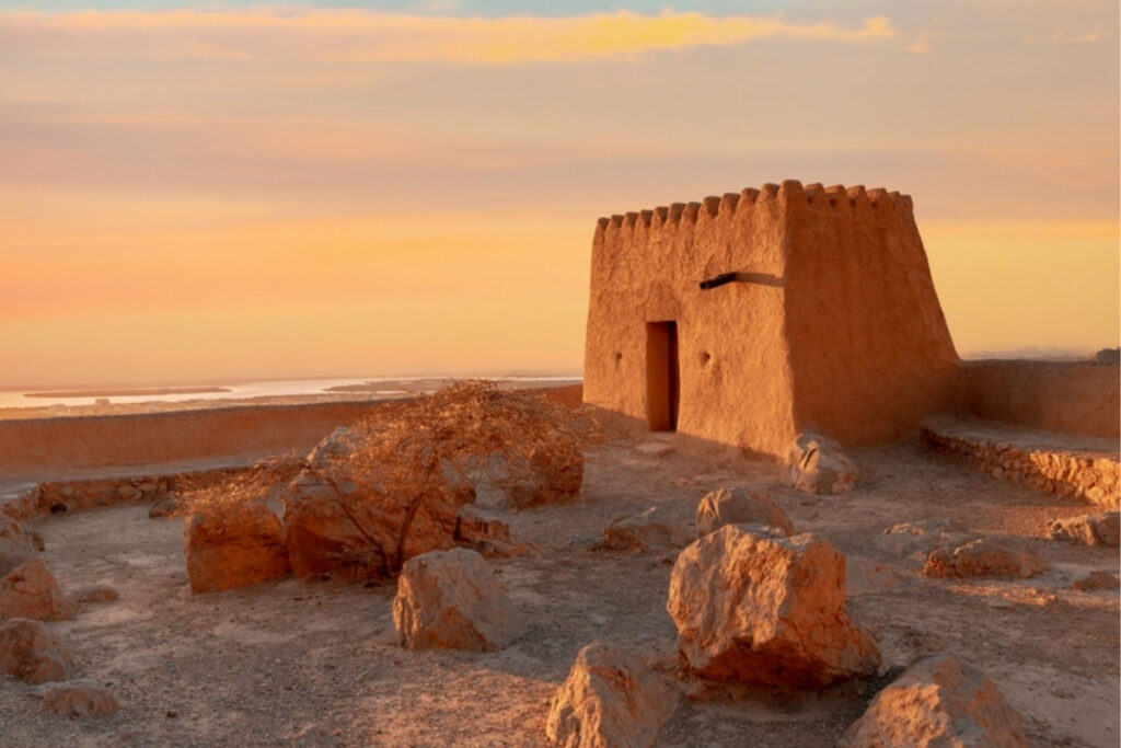 Dhayah Fort overlooking date palm groves in Ras Al Khaimah