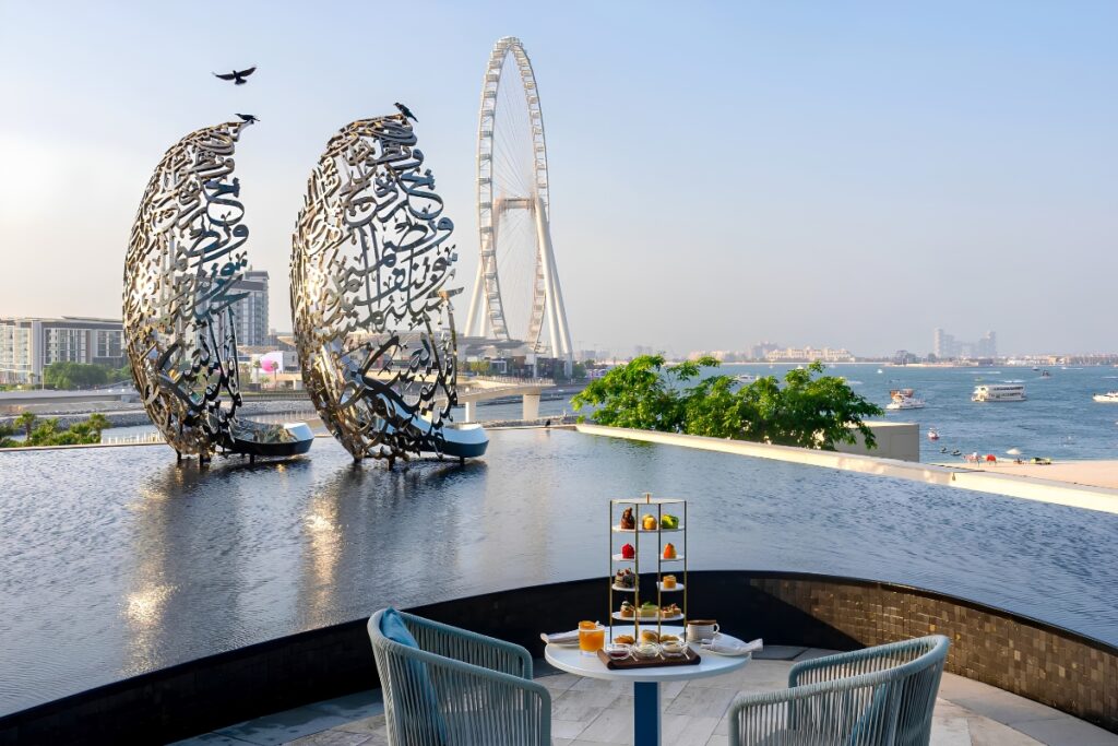 Luxury afternoon tea overlooking JBR and Arabian Gulf