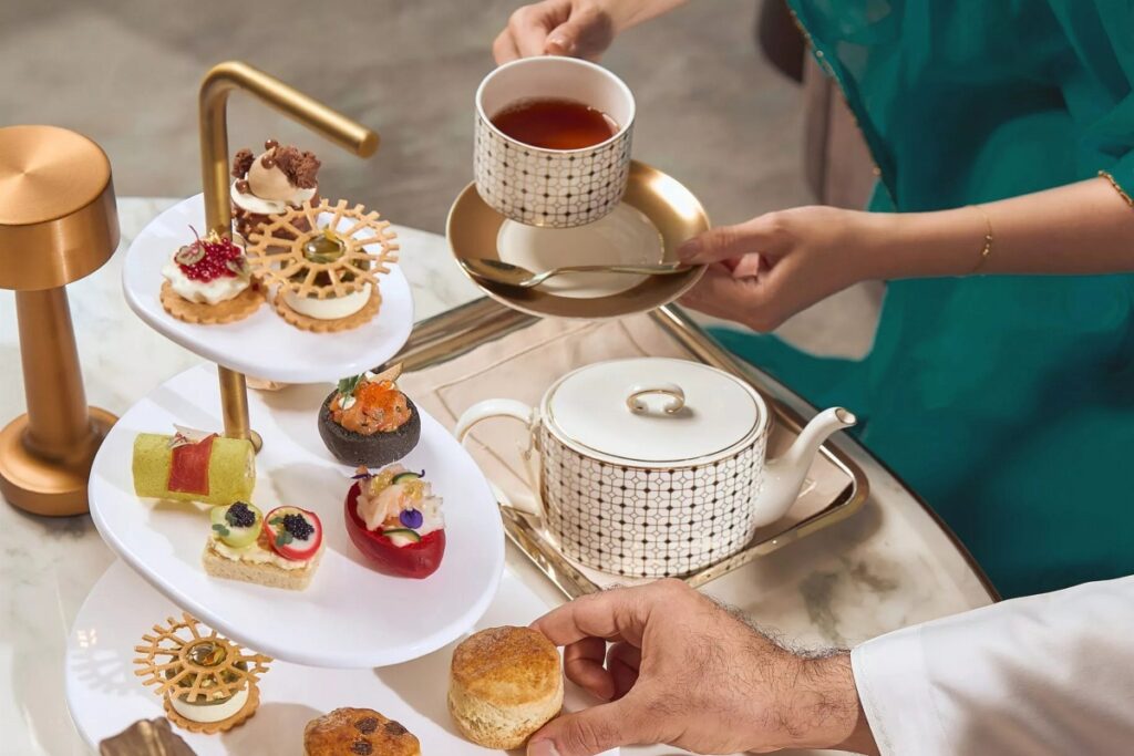 Afternoon tea with Burj Khalifa view at Address Sky View Dubai