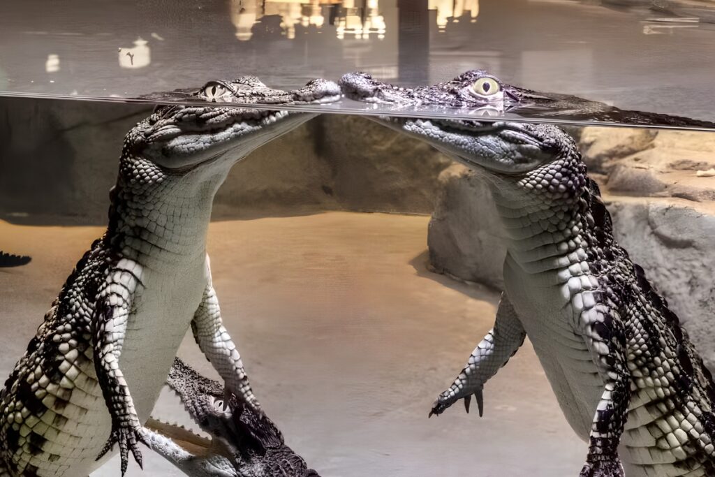 Nile crocodiles at Dubai Crocodile Park attraction under 100 AED