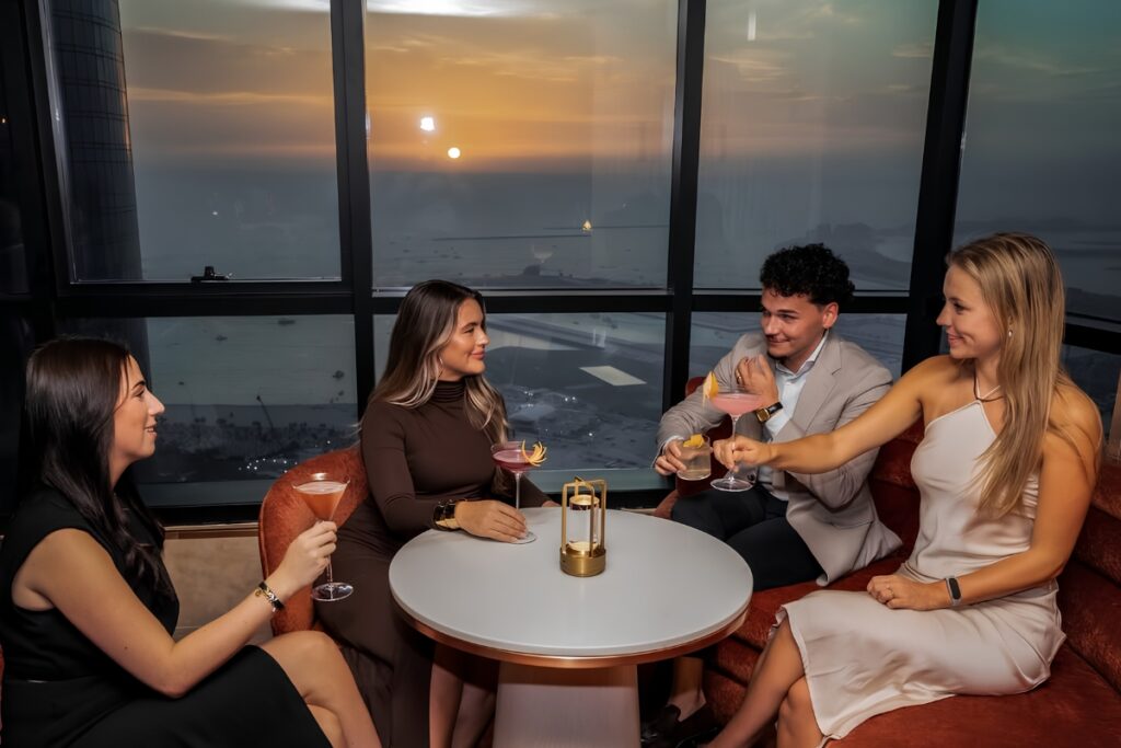 Observatory Lounge sunset views over Dubai Marina