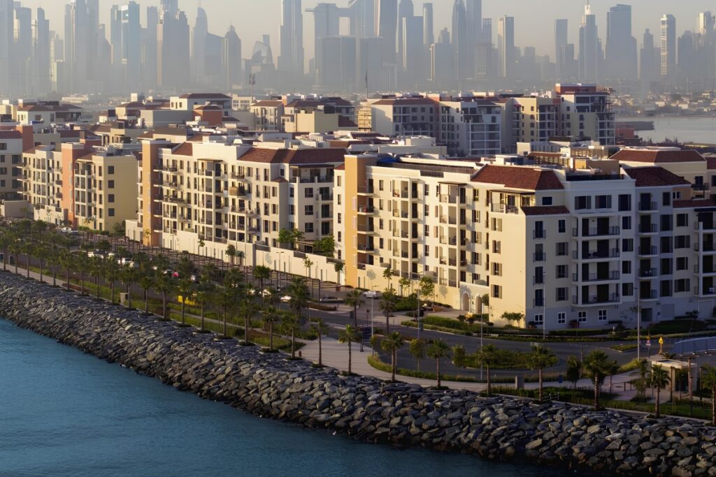 Mediterranean waterfront at Port de La Mer Dubai