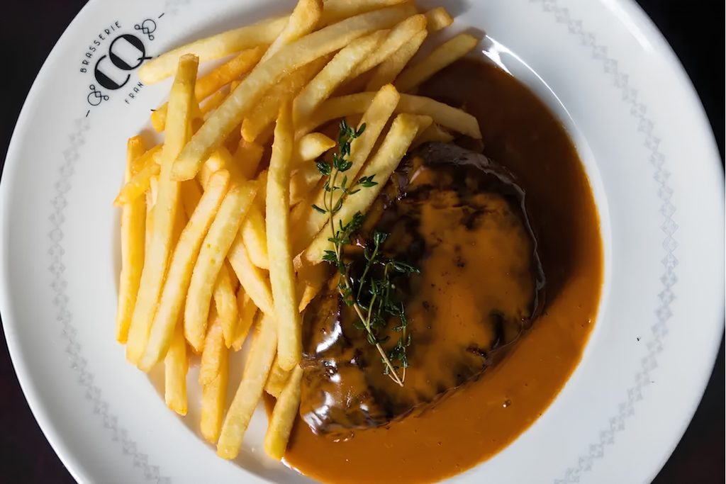 Steak frites with crispy fries at CQ French Brasserie in JLT