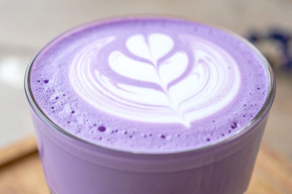 Ube latte at La Lupa Dubai Design District