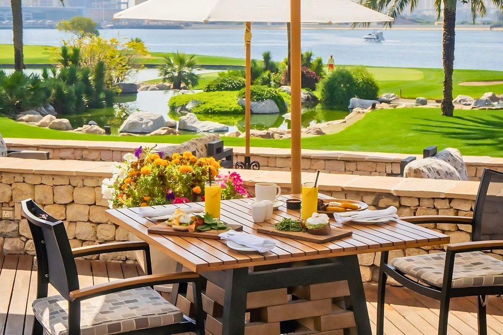 Lakeview Dubai Creek Resort breakfast overlooking Dubai Creek