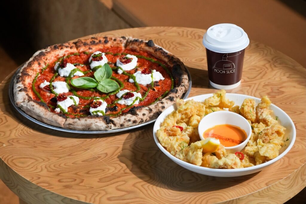 Gourmet Neapolitan-style pizza at Moon Slice Pizza Dubai