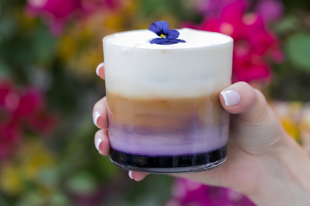 Ube matcha latte at Roasters Specialty Coffee House Dubai