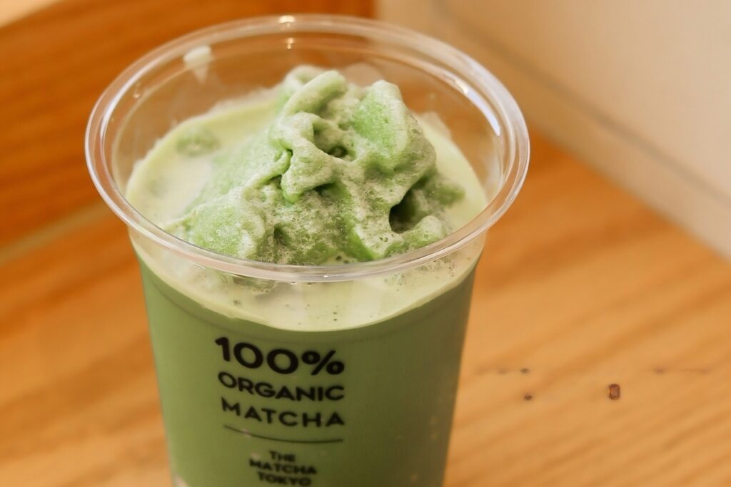 Organic matcha soft serve at The Matcha Tokyo, a unique frozen dessert in Dubai